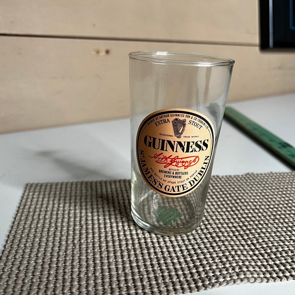 Vintage Guinness Extra Stout Beer Glass St James Gate Dublin Made in Ireland